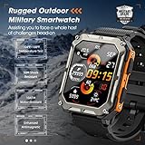 Military Smart Watch for Men with Blood Pressure (Answer/Make Call), Rugged Tactical Smartwatch for Android and iPhone, 10 ATM Waterproof Outdoor Sports Fitness Tracker with Heart Rate, Sleep Monitor