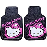 LA Auto Gear Hello Kitty Collage Hot Pink Sanrio Front & Rear Car Truck SUV Seat Rubber Floor Mats and Steering Wheel Cover Set - 5PC