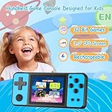 TEBIYOU 32 Bit Handheld Games for Kids Built-in 139 Video Games, 3.0" IPS Screen Rechargeable Travel Toys for Ages 4-13, Mini Electronic Gaming Player Xmas Birthday Gifts for Boys Girls (Blue)