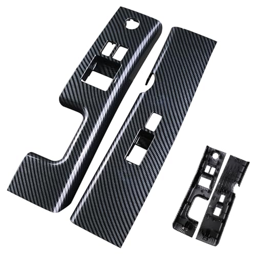 omoZone Pair Window Switch Bezel Cover Front Left&Right Side Door Switch Panel Trim Carbon Fiber Compatible with 2006-2009 Nissan 350Z Replaces 80961-CF40E 80960-CF40A