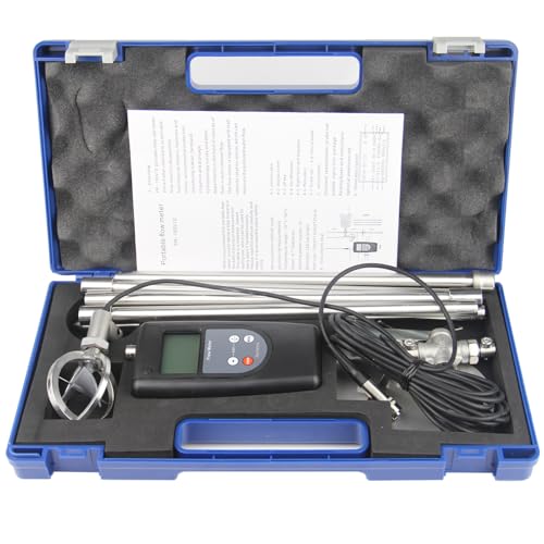 FM-100V10 Portable Velocity Flow Meter Open Channel Flowmeter Water Velocity Tester Gauge Test Tool Speed Range 0.01-10.00 m/s (1.5V Batt Not Included)