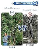 SKGPOLE 26FT Reach Fruit Picker, 5-20 Foot Sturdy Aluminum Telescoping Fruit Picker Extension Pole with Metal Twist-on Basket, Suit for Apple Pear Lemon Mango Guava Orange Avocados Tree Fruit Picking