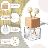 Zubebe 30 Pack Car Air Freshener Diffuser with Vent Clip Empty Car Diffuser Bottles for Essential Oil Perfume Glass Bottle with Wooden Caps Stick(Square)