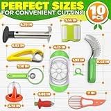 10 Pcs Fruit Slicer Set Fruit Cutting Tools - Pineapple Corer and Slicer Kiwi Cutter Apple Slicer and Corer Cantaloupe Cutter Strawberry Huller Watermelon Cutter Slicer Tool - Banana Cutter Slicer