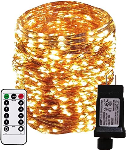 Dreamworth Dimable Led String Lights Plug in Fairy Lights, 333Ft/100M 1000 LEDs Copper Wire String Lights with 8 Modes and Timer,UL Listed, Ideal for Indoor, Outdoor, Christmas (Warm White)