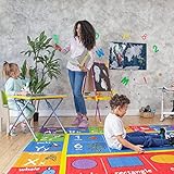 KC CUBS ABC Alphabet, Numbers and Shapes Educational Learning & Fun Game Play Area Non Slip Boy Girl Kids Rug Carpet for Children Bedroom, Toddler Classroom Baby Playroom Mat, Playtime Activity