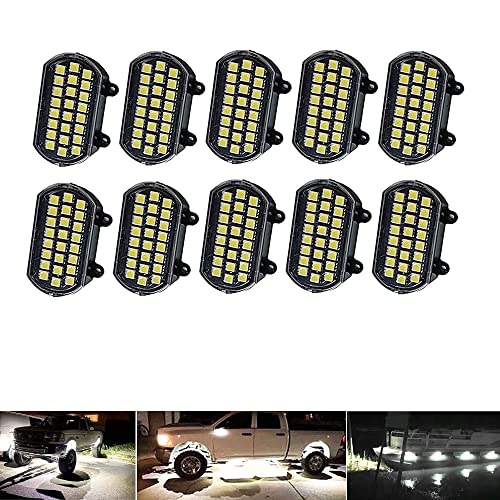 NBWDY 10Pcs White LED Truck Bed Light Kit,240 LEDs Pickup Bed Lighting Kit,Waterproof Rock Lighting Kits,Rear Work Box Lighting Kit,Rail Lights,Side Marker Light,Foot Wells for Car w/Switch