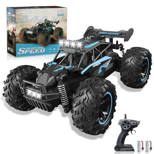 Carox Remote Control Car, 2.4GHz 25KM/H High Speed RC Car, 1:16 Off-Road Monster Truck with LED Lights and 1800mAh Rechargeable Battery – Ideal Gift for Boys 6+