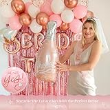 VIDAL CRAFTS Rose Gold Bridal Shower Decorations [UPGRADED] - Bridal Shower & Bachelorette Party Decor with Latex & Confetti Balloons, Bride Banner, Bridal Veil, Fringe Curtains, Bride Sash, and Props