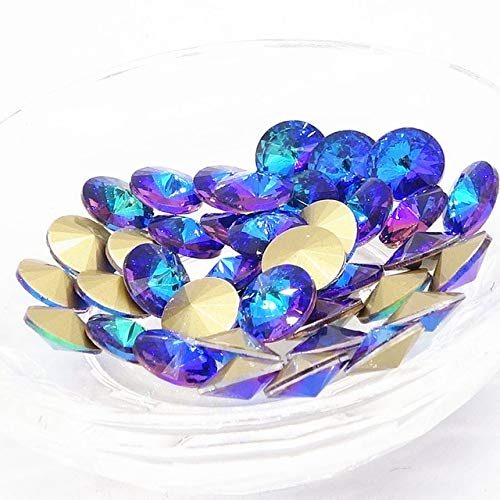 Calvas New Light Blue Elements Crystal Glass Rivoli Loose Beads Jewelry Making 12mm14mm16mm - (Color: 12mm 20pcs)