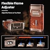 Cigar Lighter, Cigar Torch Lighter Cigar Cutter and Lighter Set Cigar Torch Lighter with V Cutter, Butane Lighter with Gift Box, Gifts for Men, Please Note: Butane Fuel is NOT Included