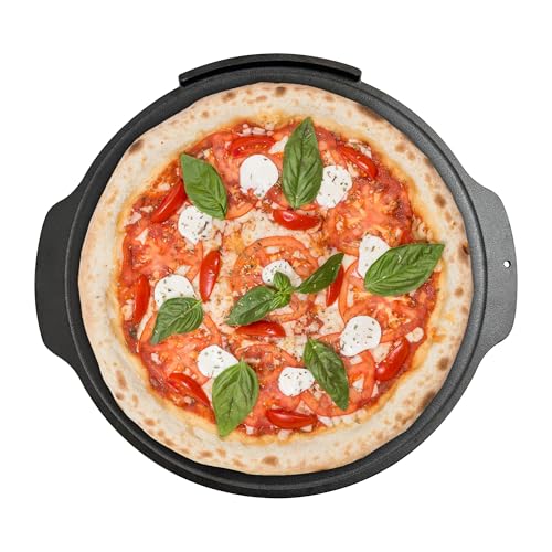 Outset Cast Iron Grill Pizza Pan, 18" Pizza Stone For Oven and Grill