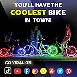 BLITZU Bike Wheel Lights, Bicycle Spoke Decorations Light for Night Riding, 2-Tire Pack 7 Colors in 1 Fun Bright Patterns, Disco LED Safety Strip Light, Bike Accessories for Kids, Boys, Girls, Adults