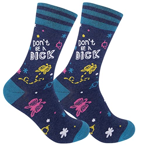 FUNATIC Don't Be A Dick Socks for Men Women Adult | Best Asshole Gift Idea with Funny Cock Saying | Crazy Outfit Design Present | Rude Jerk A Hole Party Accessory | Blow Me Holiday Apparel Accessories