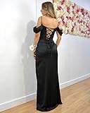 RUMUGUYA Ruched Satin Bridesmaid Dresses Long Spaghetti Straps Mermaid Off Shoulder Dusty Rose Split Evening Dresses for Wedding 8