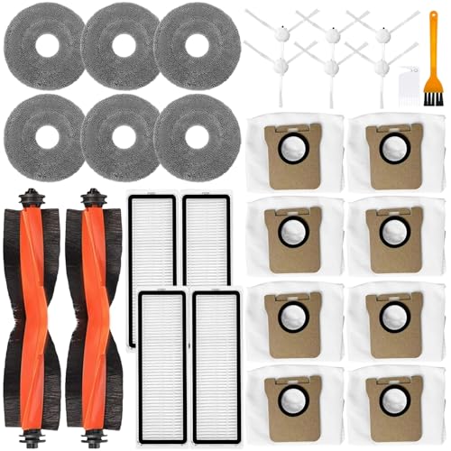 Replacement Kit Accessories Compatible with Xiaomi Robot Vacuum X10 Plus,X10+, X20+, X20 Plus Parts 2 Main Brush 6 Side Brush 8 Dust Bag 4 HEPA Filter 6 Mop Cloth