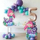 Self-Standing Mermaid Balloons for Little Mermaid Birthday Decorations Mermaid Party Supplies Mermaid Foil Balloon - 26 Inch, Pack of 2