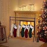 Housolution Christmas Stocking Holder Stand with 12 Hooks, 42" L x 11" W x 35" H Stocking Hanger, Heavy Duty Freestanding Christmas Stocking Holder Stand for Floor, Décor Hanger Display for Home