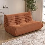 Bean Bag Chair, Loveseat Fireside Chair Bean Bag Sofa Large Bean Bag Chair for Adults, 2 Seater Bean Bag Chairs for Teens with High Density Comfortable Foam, Bean Bag for Living Room, Bedroom (Orange)