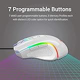 Redragon M602 RGB Wired Gaming Mouse RGB Spectrum Backlit Ergonomic Mouse Griffin Programmable with 8 Backlight Modes, Up to 7200 DPI for Windows PC Gamers (White)