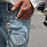 Pants Chain for Men Women, Cross Wallet Chain,Cool Trousers Jeans Chains Pocket Belt Key Chains for Hip Hop Rock Gothic (A)