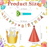 Exacoo 45Pcs Birthday Hat Set Includes 22Pcs Adorable Mini Party Cone Hats,22Pcs Party Noisemakers Whistles,1 Pc Multicolor Banner Party Decorations for Boys Girls Photo Props Class Celebrations