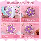 72 Pcs Embroidered Chenille Patches Self Adhesive for DIY Clothing,Include 52 A-Z Varsity Letters Patches Stickers,20 Rainbow Flower Bowknot Sew on Repair Patches for Backpacks Hats Jackets Shoes