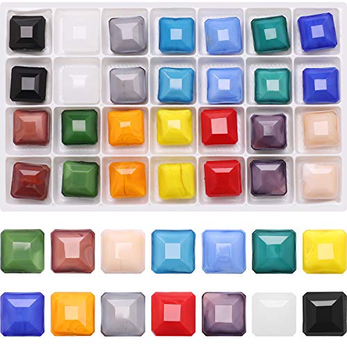 Square Glass Beads for Jewelry Making 14 Colored 56Pcs 14MM Faceted Gemstone Cube Shape Crystal Spacer Beads Assortment for DIY Handcrafted Necklace Bracelet