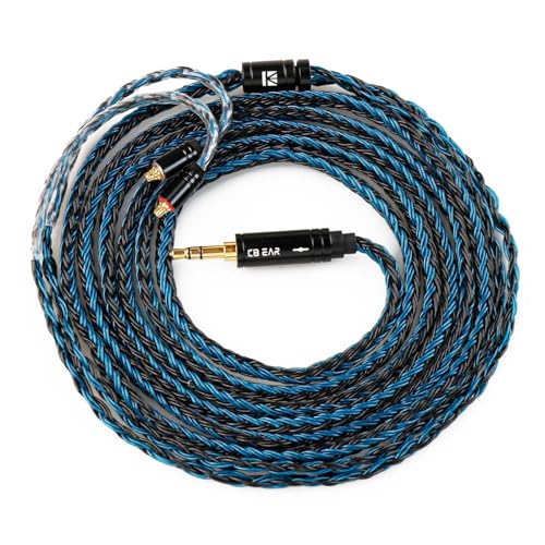 6ft+/2Meter IEM Cable MMCX 3.5mm, KBEAR ST16 Plus Upgrade 16-Strand Headphone Extension, Silver-Plated Earbuds Wire for Shure SE215/SE425/SE535/SE846, TinHiFi T2/T4