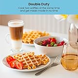 Chefman Double Waffle Maker, 2 at a Time 6-Inch Belgian Waffle Maker with Mess Free Moat and 7 Shade Settings Temp Control, Electric Non Stick Waffle Iron Griddle, Hashbrowns, Keto Chaffle Maker