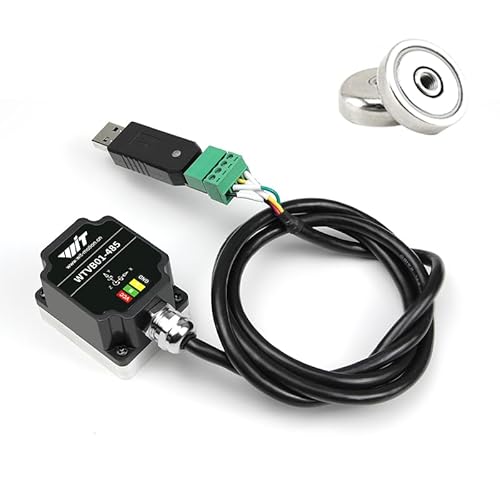 WitMotion WTVB02-485 IP68 Waterproof Vibration Sensor, Modbus 3-axis (XYZ) Vibration Displacement(30000um)+Speed(100mm/s)+Amplitude(180°), for Machinery Analysis (Multi-connection Vibration Transducer