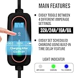 Tesla Mobile Charger 32A / 24A / 16A / 8A, up to 30 mi/h with 5 Head NEMA, Scheduled Charging, J1772 Adapter Portable EV Fast NACS Station Connector Model 3 Y S X by Elecktrik (32A Interchangeable)