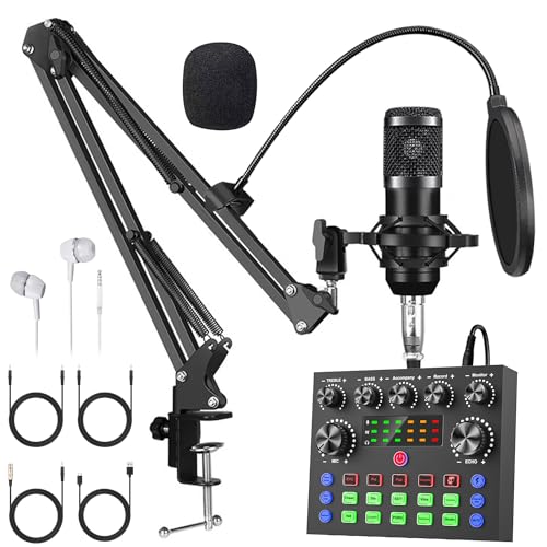 V8S+BM800 Podcast Equipment Bundle,Condenser Mic Recording Studio,Streaming Podcast Mic Starter Kit with Voice Changer, Live Sound Card Audio Interface for Computer Vlog Living for YouTube TikTok