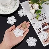 GORGECRAFT 20Pcs White Embroidery Flowers Sew On Patches 3D 2 Layers 5-Petal Lace Flower with Imitation Pearl Lace Embroidered Appliques for Wedding Bridal Dress Embellishment DIY Sewing Crafts