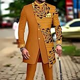 African Suits for Men Embroidery Print Blazer and Pants Set Business Suit Party Wedding Evening 649 44 Large