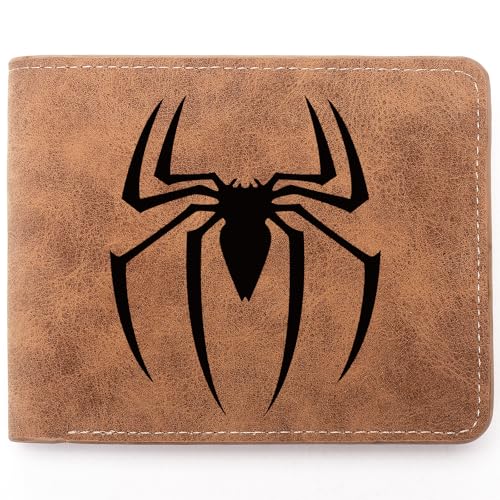 TZYTHT Spider Wallet for Men,Engraved Personalized Leather Wallet,Superhero Gifts For Teen Boy Birthday Gift,Christmas Gifts (Spider)