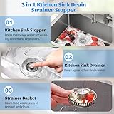 NinjaTiger Kitchen Sink Drain Strainer - 2-Pack 3-in-1 Stainless Steel Kitchen Sink Stopper Pop-Up Sink Drain Strainer Basket Kitchen Sink Strainer Stopper Filter for US Standard 3-1/2 Inch Drain