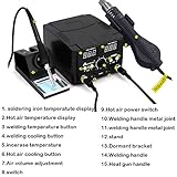 MYPOUOS 2 IN 1 750W LED Digital Soldering Station Hot Air Gun Rework Station Electric Soldering Iron For Phone PCB IC SMD BGA Welding SET 110V (8588D SET1)