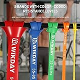 WIKDAY Resistance Bands, Pull Up Bands, Workout Bands for Exercise, Thick Heavy Resistance Band Set with Door Anchor, Elastic Bands for Body Stretching, Training at Home/Gym for Men & Women