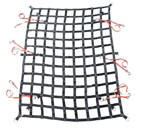 Mytee Products 6' x 8' Heavy Duty Cargo Net for Pickup Truck Bed with D Rings Tie Down Fittings - Durable Truck Bed Cargo Net with 6 Cam Buckle Tie Down Straps for Adjusment