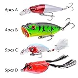 Aorace 20pcs Fishing Lures Kit Mixed Including Minnow Popper Crank and Plastic Soft Lures Frog Lures for Saltwater Freshwater Trout Bass Salmon Fishing