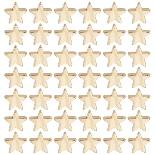 GOMAKERER 60 Pcs 7.5mm Star Spacer Beads, 14K Gold Plated Twinkle Star Beads Golden Star Craft Loose Bead Star Button for Bracelet Necklace Jewelry Making Valentine Christmas Ornaments