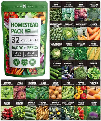 32 Heirloom Vegetable and Fruit Seeds for Planting - 16,000+ Seeds | Non-GMO Survival Seed Vault | High Germination | 32 Varieties of Vegetable Seeds for Your Home Survival Garden