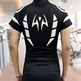 Anime Short Sleeve Compression Shirt Men - Gym Tshirt Wear Athletic Basketball Running Undershirt Workout Gear Top Shirt (BS-M)