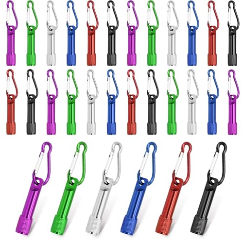 CZBRO 30 Pack Mini Keychain Flashlights Bulk, Ultra-Bright LED Metal Carabiner Clip Lights,Compact Emergency Lights for Camping, Hiking, Cycling, Survival Kits(30)