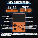 FVBADE[30000 in 1 R40S PRO Handheld Game Console 3.5 inch IPS Screen Mini Retro Console 3800mAh Portable Pocket Arcade 45+ Mainstream Emulator 256G TF Card Transparent.(Orange)