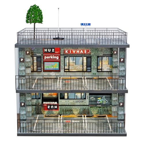 kivcmds 1:24 Scale Diecast Model Car Display Case Cabinet with USB Lights and Acrylic Cover,Diorama Garage for Sport Cars and Lego Speed Champions Car Collectibles