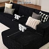 ovios 104" Cloud Sectional Couch with L-Shape Chaise,Modern Modular Sofa with Deep Seat, Upholstered Couches for Living Room Bedroom,No Assembly Required, Black (Plush Corduroy Fabric)