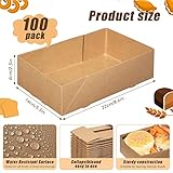 200 Pcs Kraft Paper Food Tray and Checkered Food Wrapping Paper Set 4 Corner Pop up Paperboard Food Box Disposable Foldable Cardboard Trays Brown Greaseproof Food Paper Box for Theater Stadium