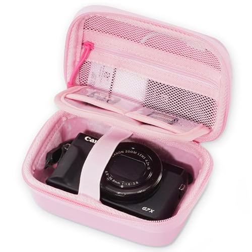 ProCase Hard Shell Digital Camera Case for Canon G7X Mark III Mark II, Sony Cybershot, PowerShot SX740, Ricoh GR III, Kodak Pixpro, Compact 4K Vlogging Small Cameras Travel Carrying Storage Bag -Pink